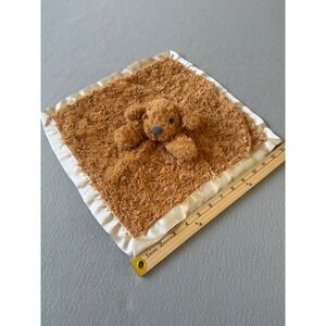 Cloud Island Brown Puppy Dog Security Blanket Rosebud Plush Satin Lovey 12x12